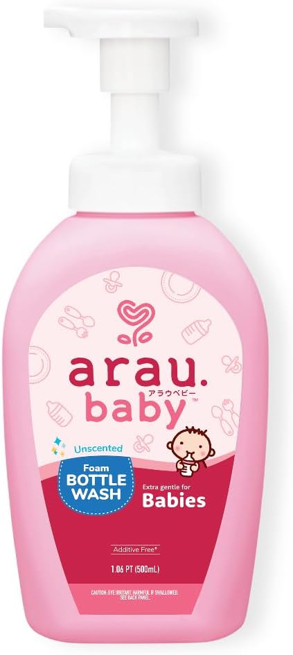 Arau Baby Unscented Foam Bottle Wash Refill, Natural Plant Based Baby Bottle & Dish Soap, No Artificial Fragrance or Additives, Gentle for Washing Bottles, Pacifiers and Toys, Easy Rinse, 15.21 Fl Oz