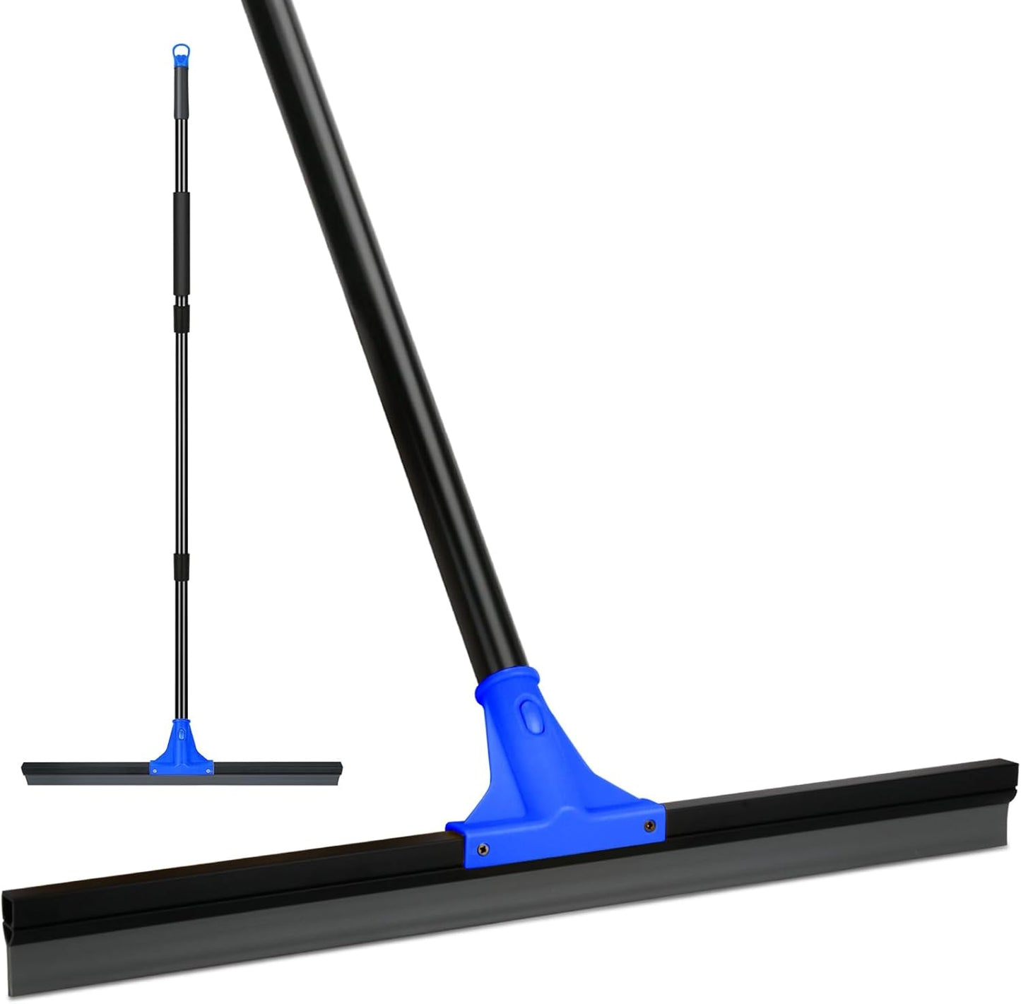 Squeegee Broom for Floor, 18'' Heavy Duty Rubber Wiper with 60'' Long Handle for Bathroom Tile, Garage Concrete, Deck, Shower Glass, Window Cleaning