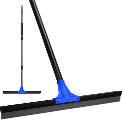 Squeegee Broom for Floor, 18'' Heavy Duty Rubber Wiper with 60'' Long Handle for Bathroom Tile, Garage Concrete, Deck, Shower Glass, Window Cleaning