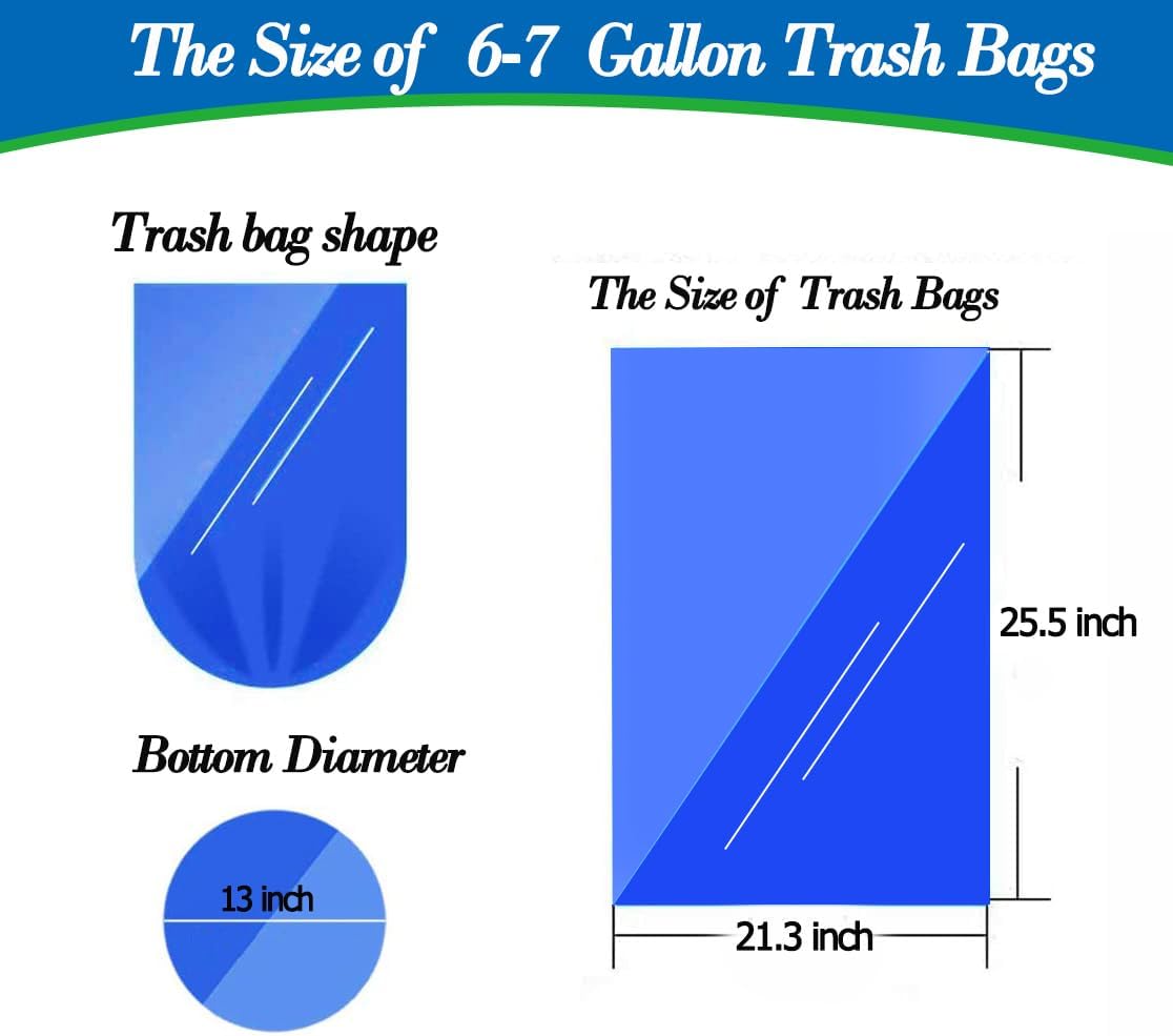 Hommaly 2 Gallon (1.8-2 Gal)120 pcs Small Clear Trash Bags, Strong 1.8 Gallon Garbage Bags, Bathroom Trash Can Bin Liners Unscented, Mini Plastic Bags for Office, Waste Basket Liner,Fit 6,7,8 Liters