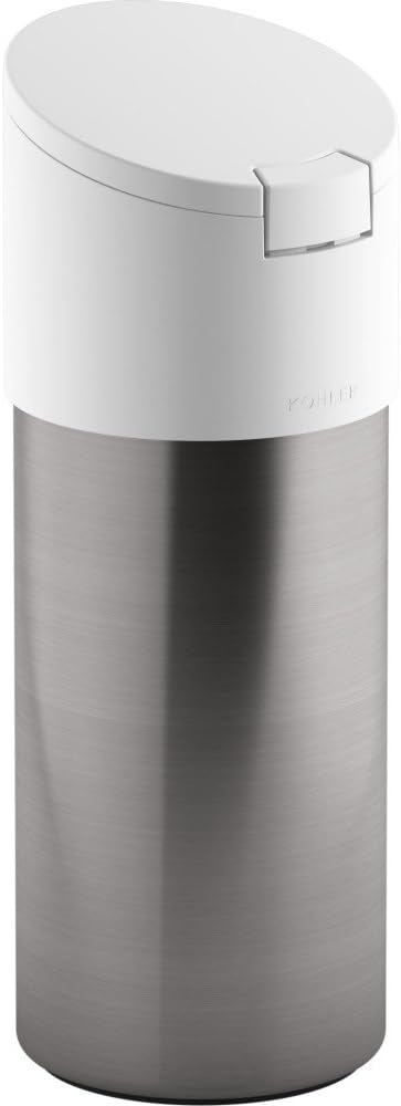 Kohler Disinfecting Dispenser (Wipes not Included), Stainless Steel Canister with Easy One Touch Lid, 4 x 4 x 10.75, White