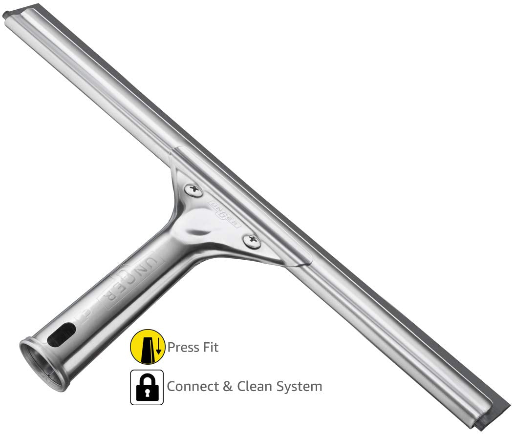 Unger Professional Stainless Steel Heavy-Duty Squeegee, 12", Silver