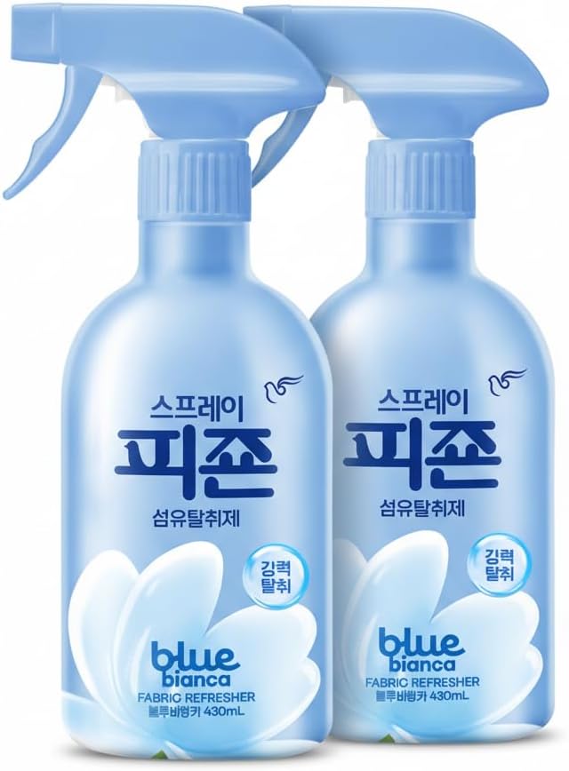 Pigeon Fabric Refresher Spray, Odor Eliminator for Clothes and Home, Long-Lasting Fresh Scent, 430ml, 2-Pack (Blue Bianca)