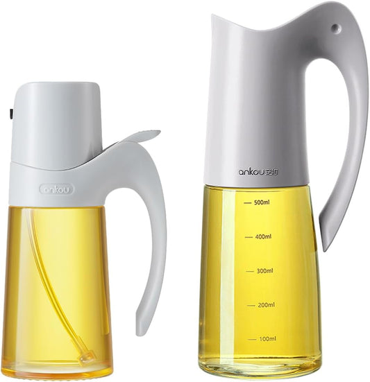 Ankou Olive Oil Sprayer Oil Spray Bottle,10oz/300ml Oil Dispenser Spray for Kitchen, High Borosilicate Glass Fine Mist Oil Sprayer for Cooking, Leakproof, BPA-Free Vinegar bottles for Salad, BBQ