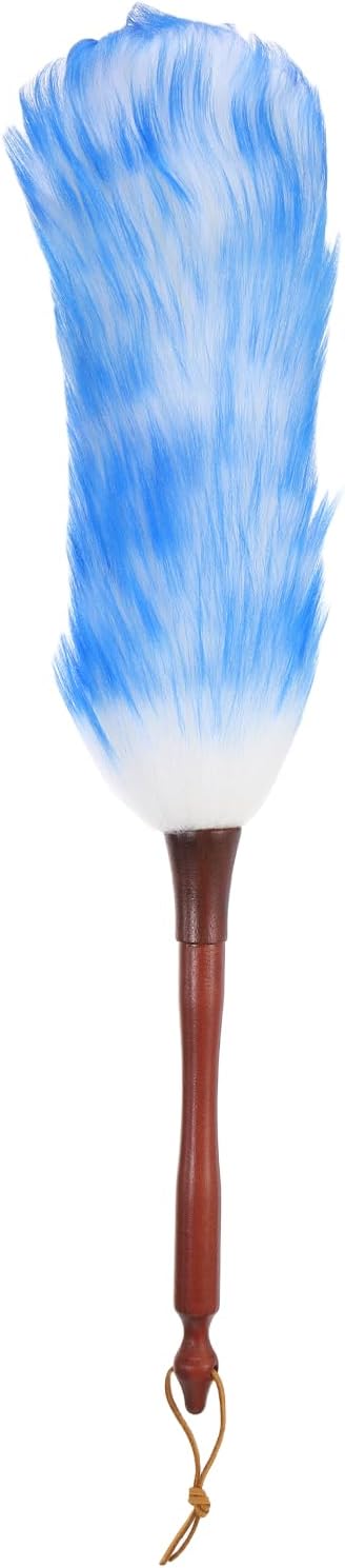 uxcell Wool Duster, 14.2" Natural Feather Cleaner Household Cleaning Duster with Solid Wooden Handle for Cleaning Fans Window Blinds Shelves Furniture, Pink