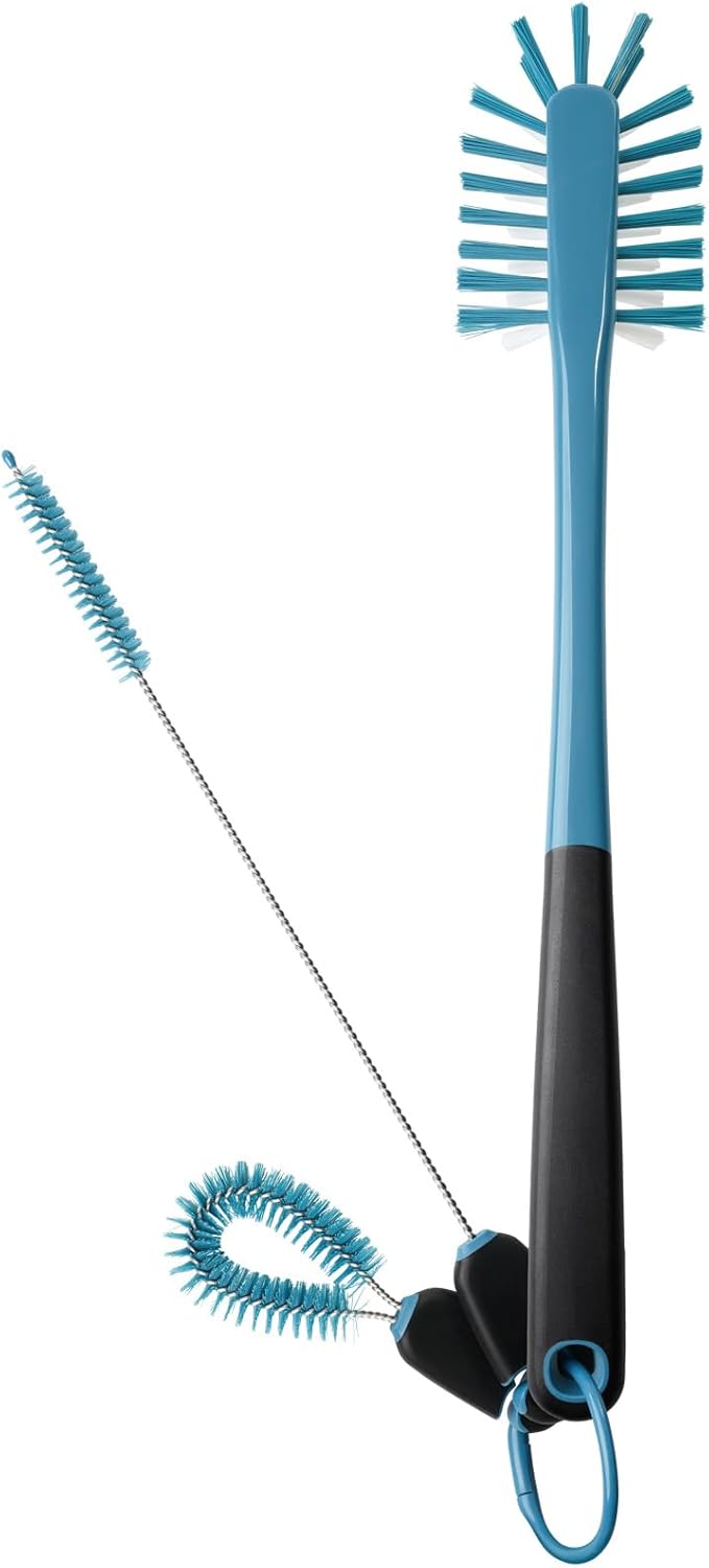MOSOLAN 3-in-1 Water Bottle Cleaning Brush Set - Long Handle Scrubbing Brush for Tumbler, Straw, Baby Bottles, Drinking Glasses, White