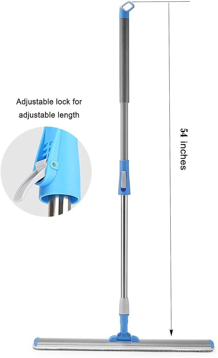 2-in-1 Microfiber Mop for Wet & Dry Use, 15-Inch with 4 Washable Pads, Adjustable Handle for Effortless Deep Cleaning and Floor Protection