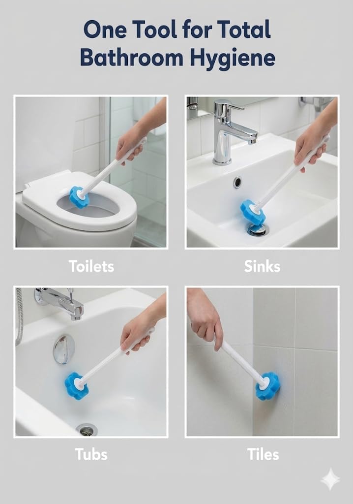 Disposable Toilet Brush for Bathroom Cleaning, Toilet Brush and Holder Set, Deep Cleaning Toilet Bowl Cleaner with Replaceable Heads, Hygienic Storage Design (White -Full Set with 24 Refills)