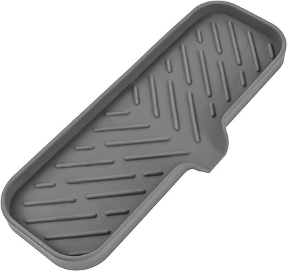 MicoYang Silicone Bathroom Soap Dishes with Drain Spout-Bathroom and Kitchen Sink Organizer,Sponge Holder,Dish Soap Tray,Perfect for Dispenser,Scrubber,Bottle,Cup on Sink or Counter-Black 4.9"×3.2"