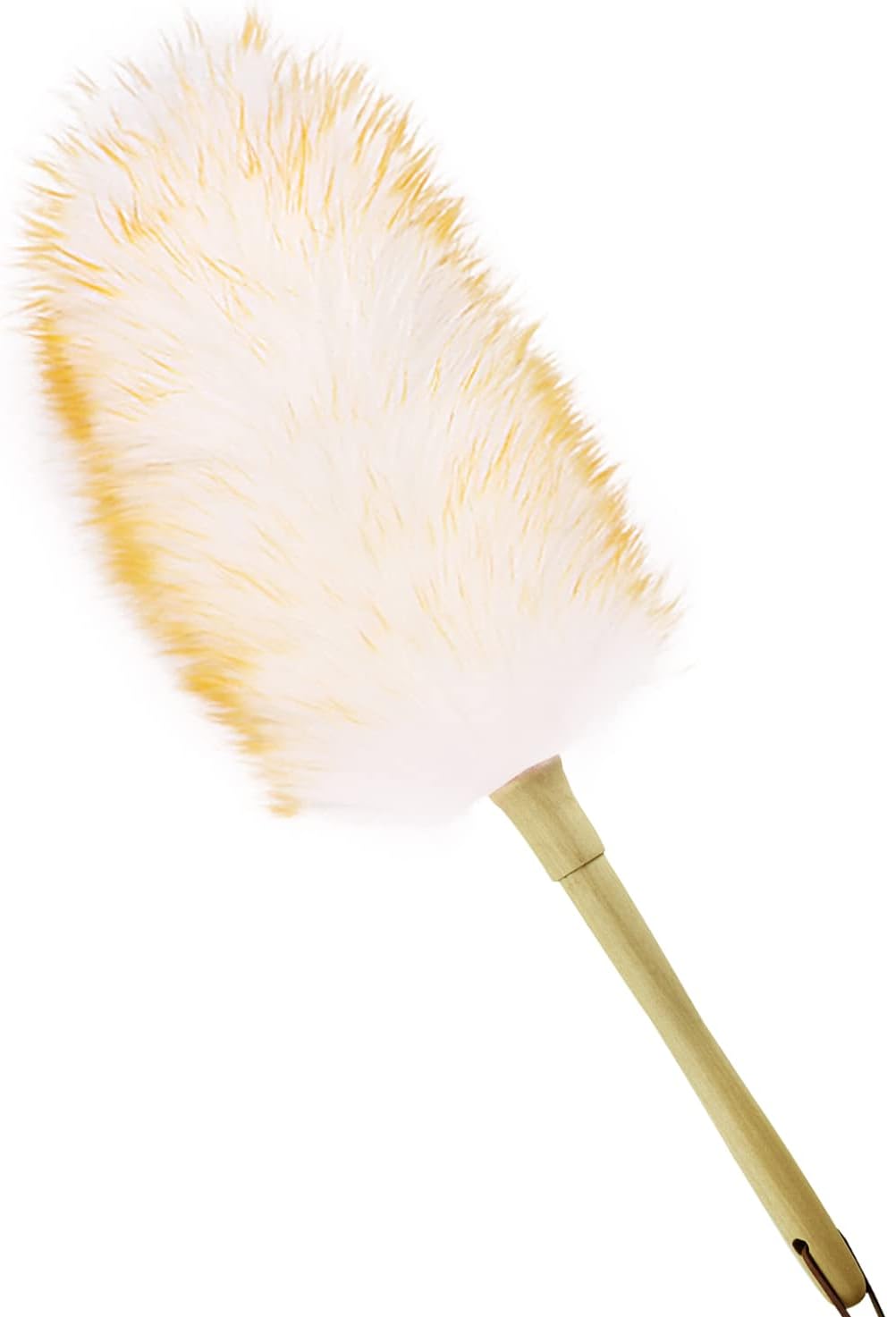 Extendable Lambswool Duster Stainless Steel Handle 133" Removable Feather Duster for Cleaning Ceiling Fans Interior Roof Furniture, Brown