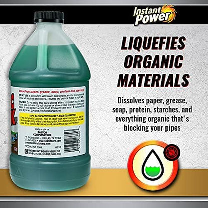 Instant Power Septic Shock - Septic Tank Treatment, Drain Cleaner Liquid Clog Remover for Septic Systems - 67.6 Fl Oz 1 Pack