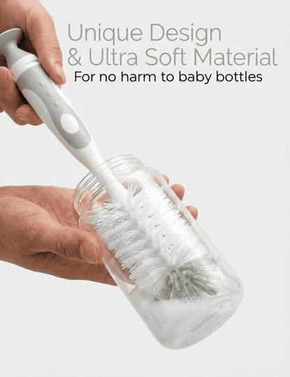Baby Bottle Brush Set 4 in 1, Baby Bottle Cleaner, with 1P Nylon Bottle Brush, 1P Bottle Cap Brushes, 2P Straw Brushes, Bottle Brush with Nipple Cleaner and Suction Cup, BPA-Free(Green)
