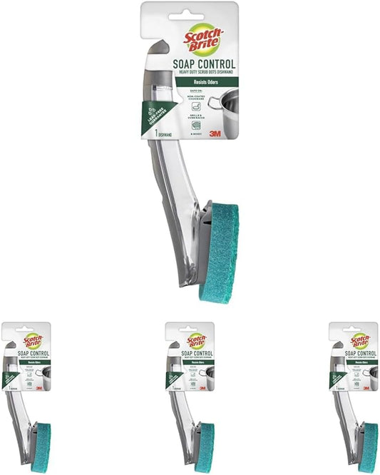 Scotch-Brite Heavy Duty Advanced Soap Control Dishwand Kit, Includes 1 Wand & 5 Refill Pads, Control Soap With A Button, Keep Your Hands Out Of Dirty Water