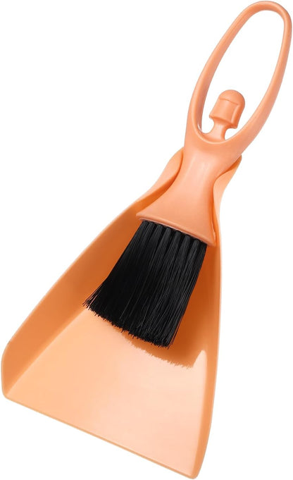 uxcell 2 Pcs Mini Dustpan and Brush Set, Small Broom and Dustpan Set for Office Tabletops Sofas Keyboards Home Cleaning Tool, Orange Pink