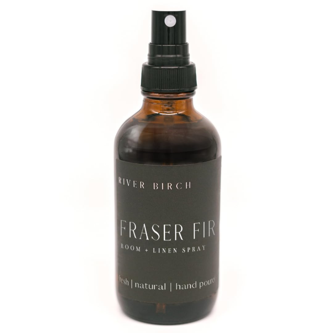 River Birch Luxury Linen and Room Spray - Home Signature Scent Balsam and Cedar Room Fragrance Spray - Fragrant Fresh Linen Air Freshener For Bedding - Handmade in Texas - 4 oz Glass Amber Bottle