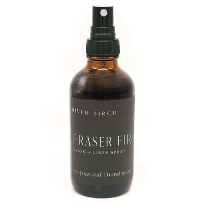 River Birch Luxury Linen and Room Spray - Home Signature Scent Balsam and Cedar Room Fragrance Spray - Fragrant Fresh Linen Air Freshener For Bedding - Handmade in Texas - 4 oz Glass Amber Bottle