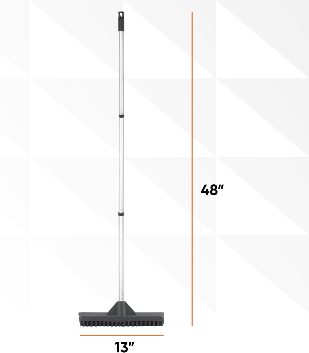 Silicone Pet Hair Broom, Carpet Cleaner, Salon Broom, with Built-in Window Washer Squeegee and 55" Metal Handle