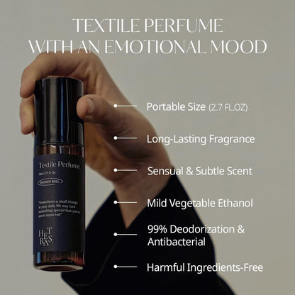 hetras Textile Perfume, England Cotton - Clean Breezy Scent, Long-Lasting Subtle Fragrance Wrinkle Release Spray, Wearable Scent, Travel-Size Linen Freshener, With Natural Essential Oils, 2.7 fl. oz.