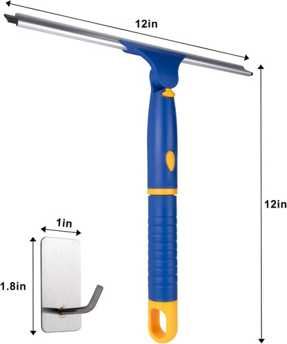 ITTAR 14 inch Multi-Purpose Shower Squeegee for Glass Doors, Swivel Window Squeegee with 1 Refill Rubber Blade, Extendable Bathroom Cleaner Tool for Shower Door Window Mirror Wall Car Windshield