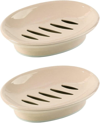 WYOK 2-Pack Soap Dish with Drain Plastic Sponge Holder Easy Cleaning Soap Saver Tray Caddy Keep Dry Stop Mushy for Shower Bathroom Kitchen(White)
