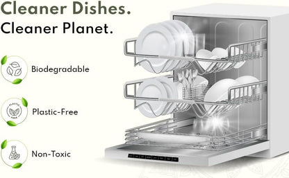 100% Plastic-Free Dishwasher Detergent Tablets, 100 Count, Free & Clear, Eco-Friendly Dishwashing Tablets, Natural, Sustainable