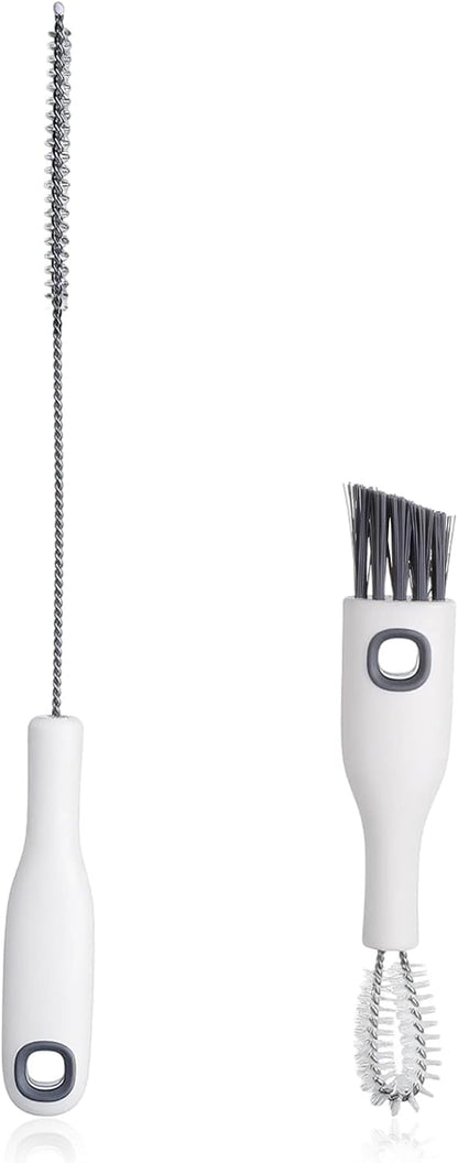 2 Pcs Multifunctional Cup Lid Cleaning Brush and Straw Cleaner Brush Set - 2-in-1 Cup Lid Cleaner with Bristles for Deep Cleaning Bottle Lids, Straws, Spouts and Narrow Gaps Lids Cleaning Brush Tool
