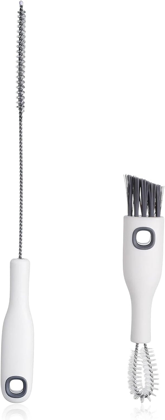 2 Pcs Multifunctional Cup Lid Cleaning Brush and Straw Cleaner Brush Set - 2-in-1 Cup Lid Cleaner with Bristles for Deep Cleaning Bottle Lids, Straws, Spouts and Narrow Gaps Lids Cleaning Brush Tool