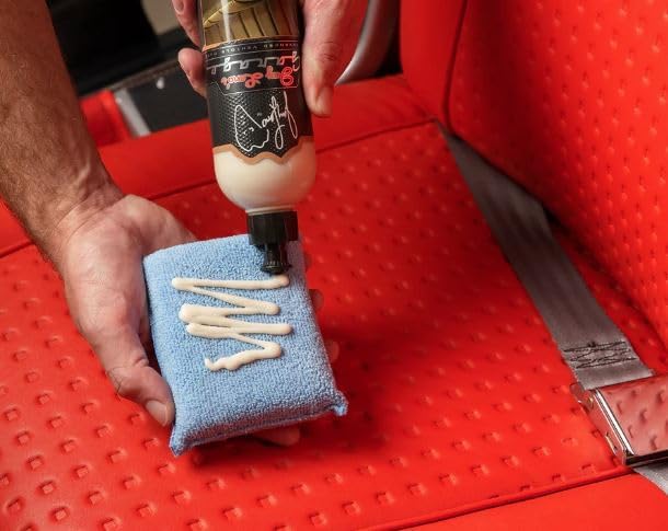 Jay Leno's Garage Car Leather Conditioner and Auto Leather Care - Professional Leather Conditioner for Car Seats, Nourishes Protects & Restores, Lanolin & Beeswax Formula, Non-Greasy Finish (16 oz)
