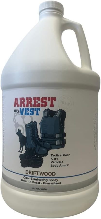Arrest My Vest Military Grade Odor Eliminating Spray for Body Armor, Tactical Gear, and K9 Equipment. Safe on All Ballistic Vests, Fabrics, & Police Gear - Driftwood Fragrance - 2 16 oz Bottles
