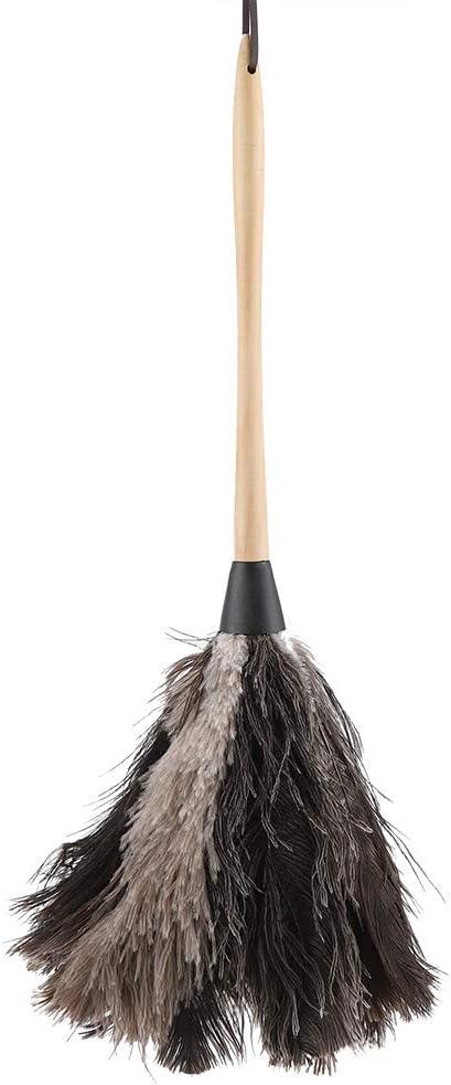 Duster, Handmade Washable Non-electrostatic Ostrich Feather Duster with Wooden Handle Household for Housewife