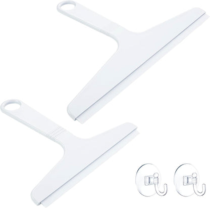 New Talent 2 PCS Shower Squeegee White, for Shower Glass, Shower Doors, Bathroom, Window and Car Glass(1 Large and 1 Small)