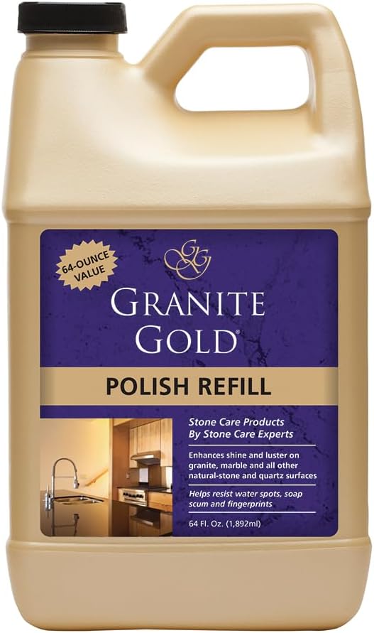 Granite Gold Polish Spray, Streak-Free Shine for Granite, Quartz, Marble, Travertine, Natural Stone Countertops, 24 Fl Oz (Pack of 1)