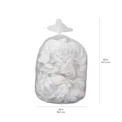 Amazon Basics 55 Gallon Trash Bags, Heavy-Duty Construction, Leak Resistant, Unscented, Clear, 50 Count (Previously AmazonCommercial brand)