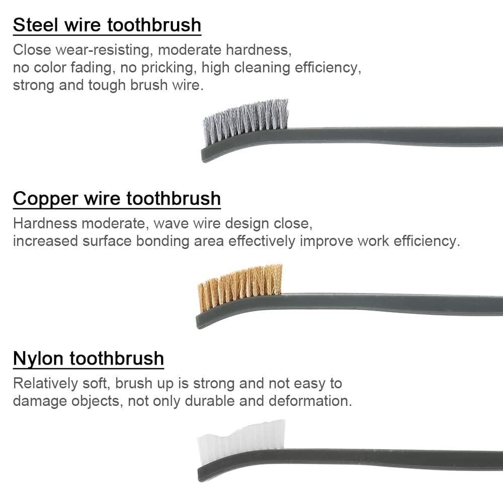 Mini Wire Brush Set, Paint and Dirt Remover, Cleaning Welding Slag and Rust, Handy Steel / Nylon / Brass Brush Suitable for Cleaning Paint / Dirt (3)
