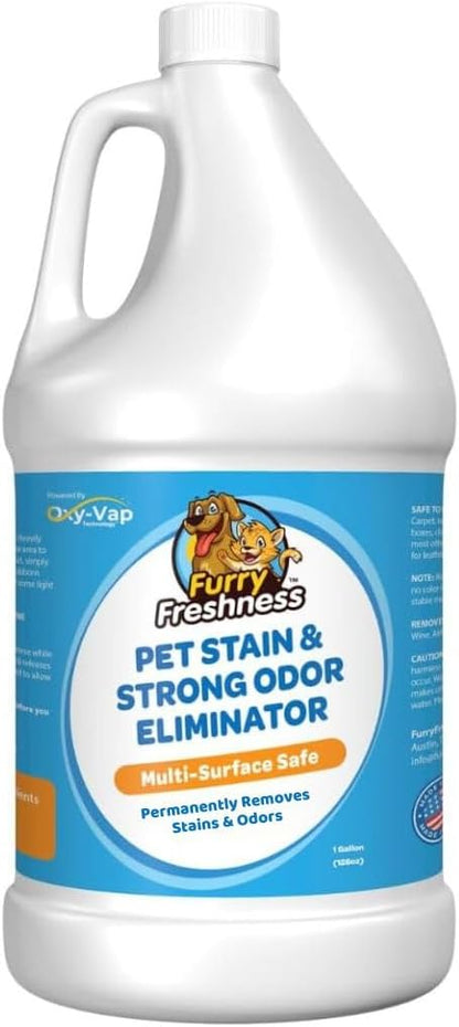 FurryFreshness Extra Strength Cat or Dog Pee Stain & Permanent Odor Remover + Smell Eliminator -Removes Stains From Pets & Kids Including Urine or Blood- Lifts Old Carpet Stains- (2 Pack)