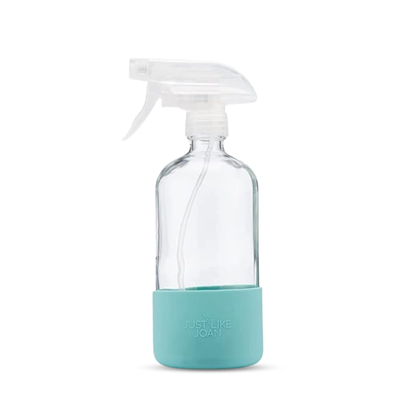 Clear Glass Spray Bottle with Silicone Sleeve for Cleaning Solutions, Essential Oils, Plants, Vinegar - 16 oz, Refillable, Food Safe (2-PACK: Rich Black & Ocean Turquoise)