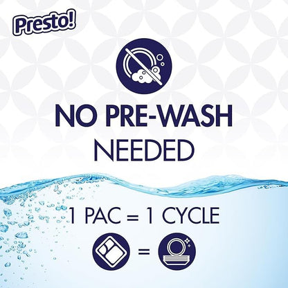 Amazon Brand - Presto! Triple Action Dishwasher Pacs, Lemon Scent, 70 Count