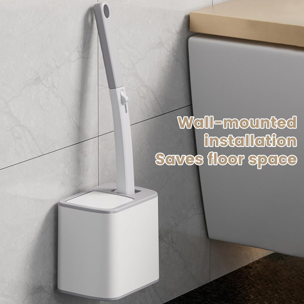 Disposable Toilet Brush Cleaning System with 24pcs Refill Pad Replacement Heads, Toilet Cleaning Stick, Wall-Mounted Toilet Wand Kit for Bathroom Maintenance, Toilet Brush with Holder