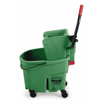 Rubbermaid Commercial Products WaveBrake 35 QT Side-Press Mop Bucket and Wringer Combo on Wheels Red for Heavy-Duty Floor Cleaning