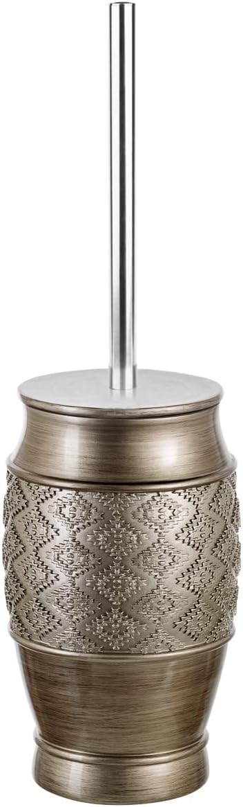 Creative Scents Rustic Luxe Toilet Brush and Holder Set - Beige Toilet Bowl Cleaner Brush with Strong Metal Handle - Long Bristles Toilet Bowl Brush and Holder - Rustic Farmhouse Decor