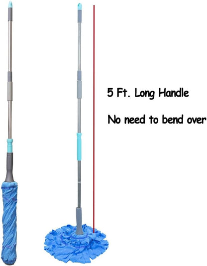 EaseYourDay Self-Wringing Twist Mops, Hands-Free Ratchet Wringing, Microfiber Mop with 1 Extra Refill