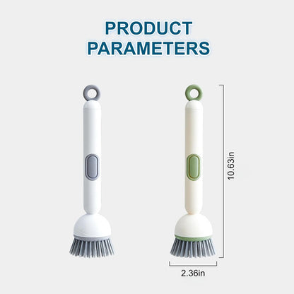 2PCS 360° Rotating Soap Dispensing Dish Brush - Refillable Soap Handle, Multi-Surface Cleaning Brush for Cookware, Cups, Sinks, Bottles, Stoves & Bathrooms (6x27cm)