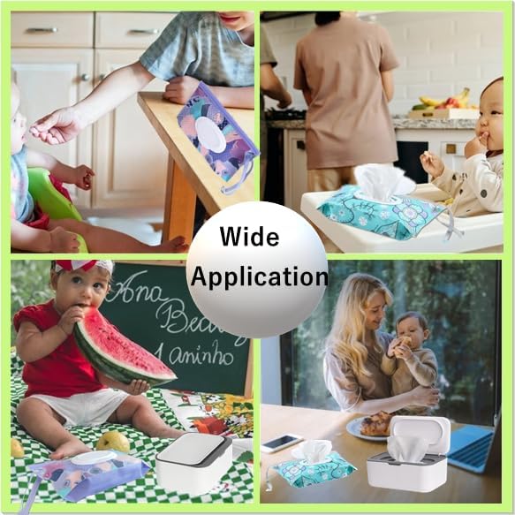 Wipe Dispenser White,Reusable Flushable Wipe Holder Set with 2Pcs Refillable Portable Wipe Bag for Baby Adult Bathroom,Wipe Container with Lids Keeps Wipes Fresh,Baby Shower New Mom Gifts