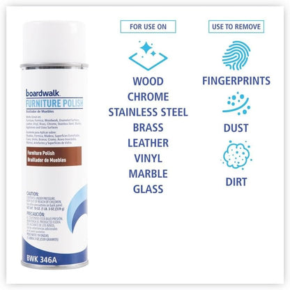 Boardwalk 346ACT Furniture Polish, Lemon, 19oz Aerosol, 12/carton
