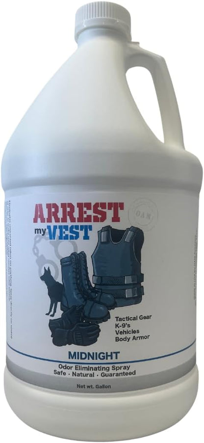 Arrest My Vest Military and Police Grade Odor Eliminating Spray for Body Armor Odor, Tactical Gear. Safe on K9's. Safe on All Ballistic Vests and Fabrics - Midnight Fragrance - 2 16 oz Bottles