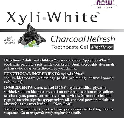 NOW Solutions, Xyliwhite™ Toothpaste Gel, Platinum Mint, Cleanses and Whitens, Fresh Taste, 6.4-Ounce