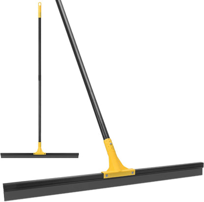 Squeegee Broom for Floor, 18'' Heavy Duty Rubber Wiper with 60'' Long Handle for Bathroom Tile, Garage Concrete, Deck, Shower Glass, Window Cleaning