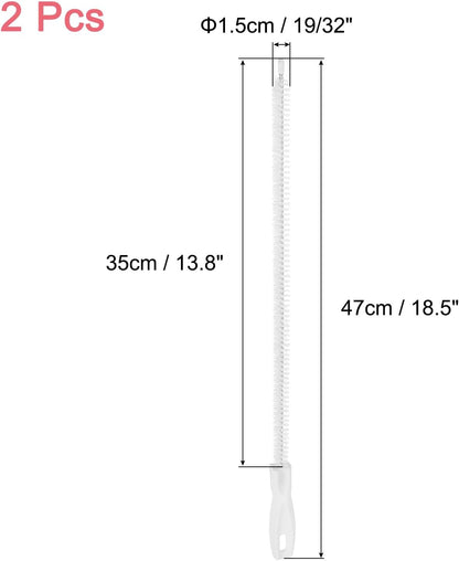 uxcell 2 Pcs Drain Cleaner Brush, 18.5 Inches Extra Long Stainless Steel & Nylon Pipe Cleaner Brush, White, Medium Firmness, For Kitchen Sink, Shower, Toilet, Floor Drains, Tubes