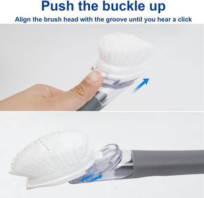 CELOX Dish Brush with Soap Dispenser, 1 Dish Wand & 3 Dish Brush Refill Heads