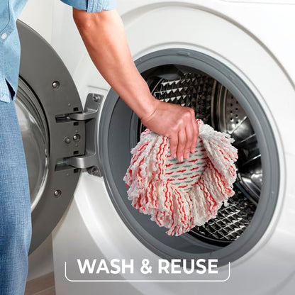 O-Cedar EasyWring Spin Mop & Bucket System | Microfiber Floor Cleaning System | Includes 3 Mop Heads (1 Standard + 2 Deep Clean Refills) | Machine Washable & Reusable